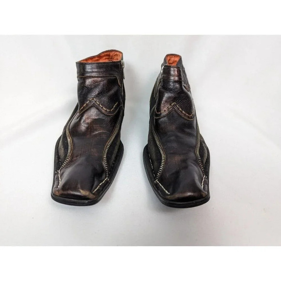 Robert Wayne REPUBLIC Boot Mens Sz 8 Black Zipper & Denim Trim Embellished $410 - Picture 4 of 14